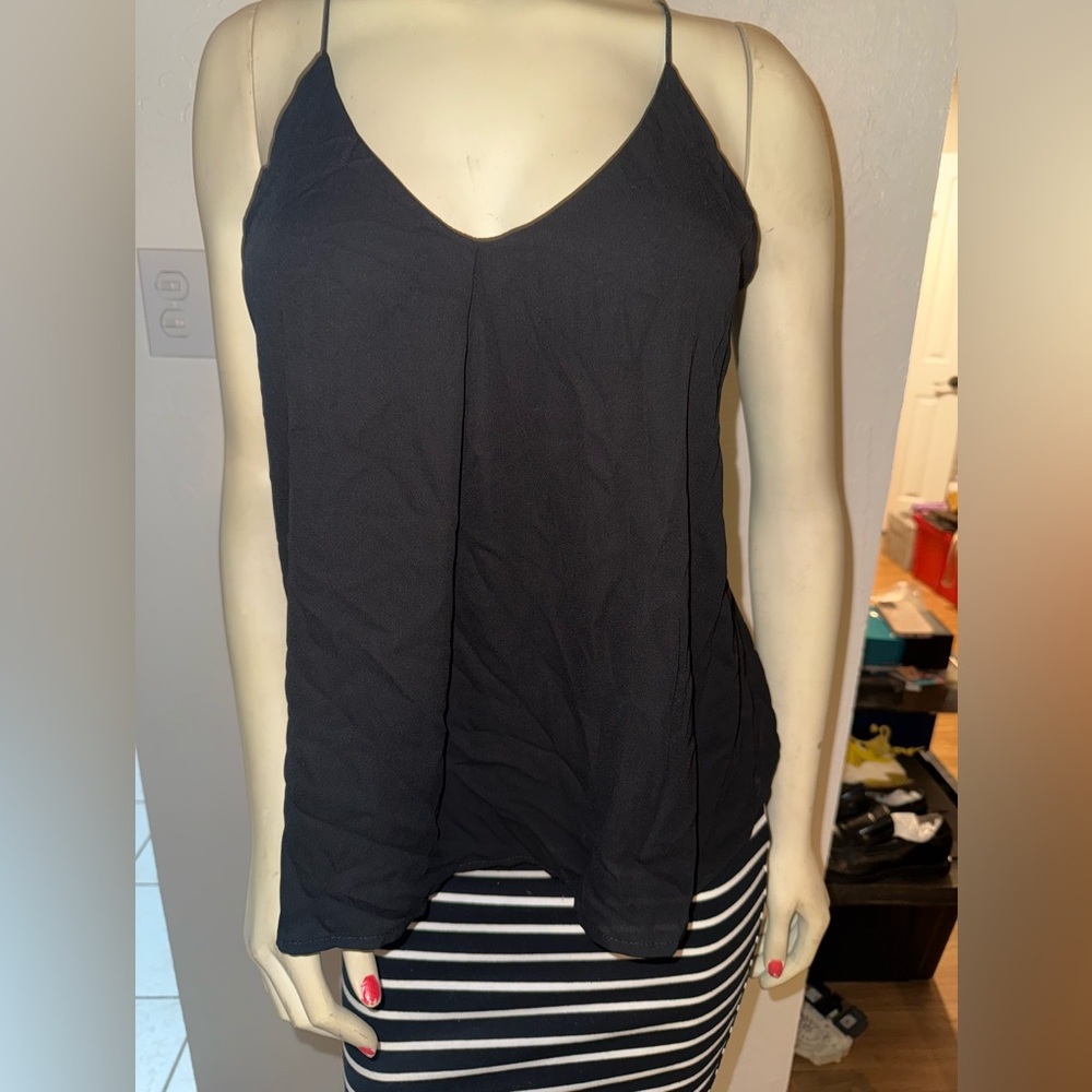Revamped Black Lace & Zipper Camisole Top - Size M